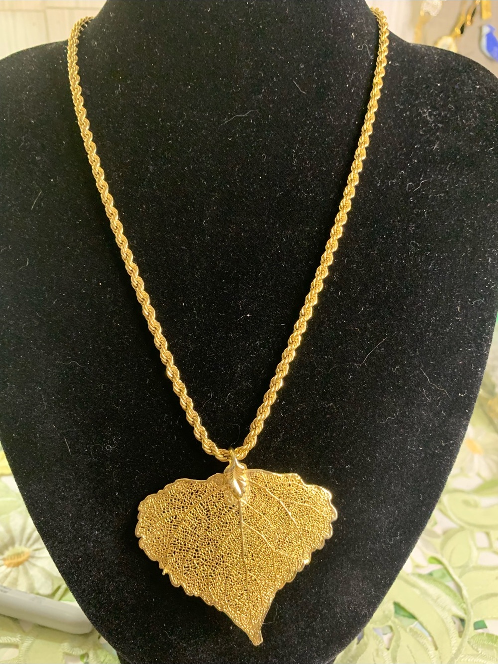 Napier- Gold Chain and 24k Dipped Real Aspen Leaf Pendant